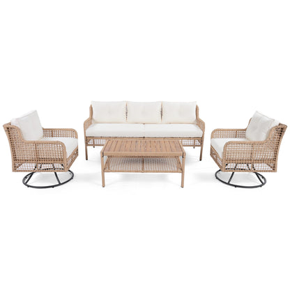 4 Pieces Patio Furniture Set with Swivel Chairs