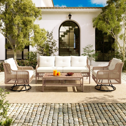 4 Pieces Patio Furniture Set with Swivel Chairs