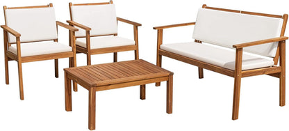 Acacia Wood 4 Piece Patio Conversation Set