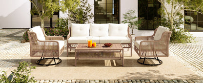 4 Pieces Patio Furniture Set with Swivel Chairs
