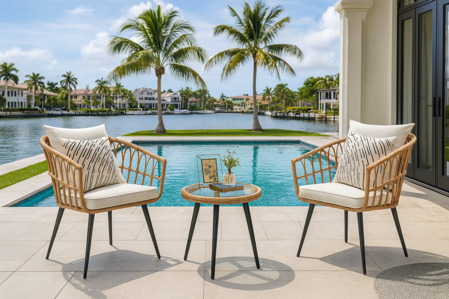 3-Piece Outdoor Wicker Bistro Set