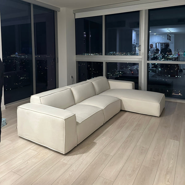 Modern White Velvet Sofa